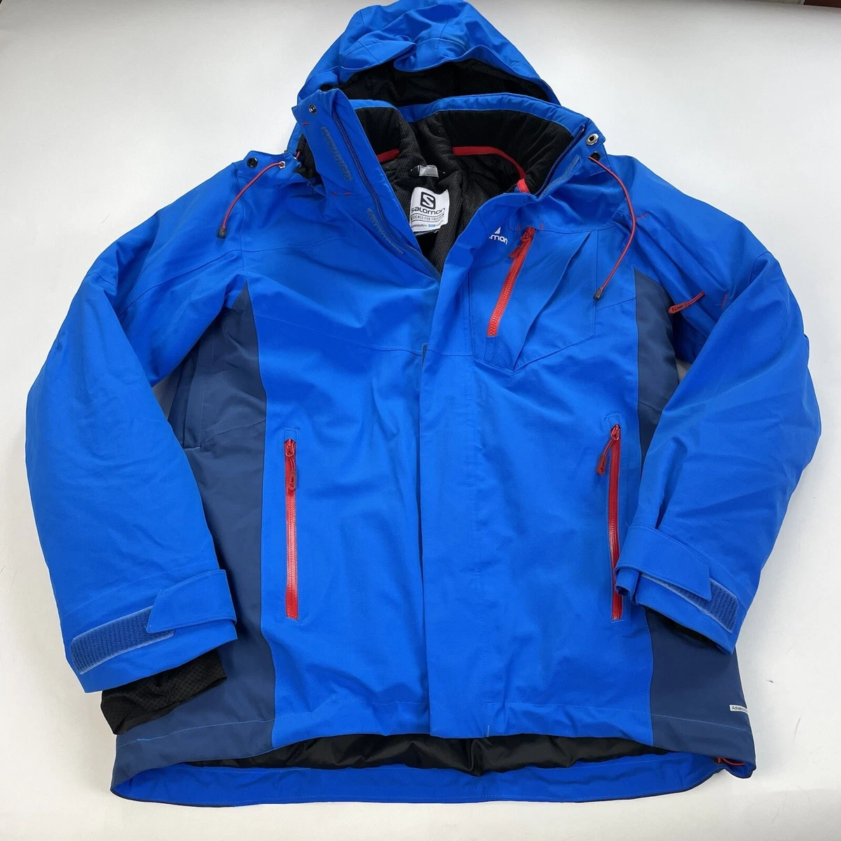 sammentrækning meget Ja Salomon Blue Ski Jacket Advanced Skin Dry 20K Snowboard Winter Hooded Coat  | eBay