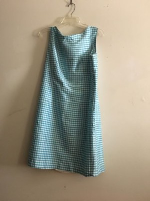 Natural Instincts 100% Silk Turquoise Check Plaid Dress Women Size 14 Stylish