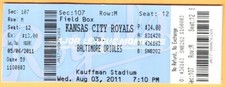 2011 KANSAS CITY ROYALS vs BALTIMORE ORIOLES ticket GREG HOLLAND 1st Save First