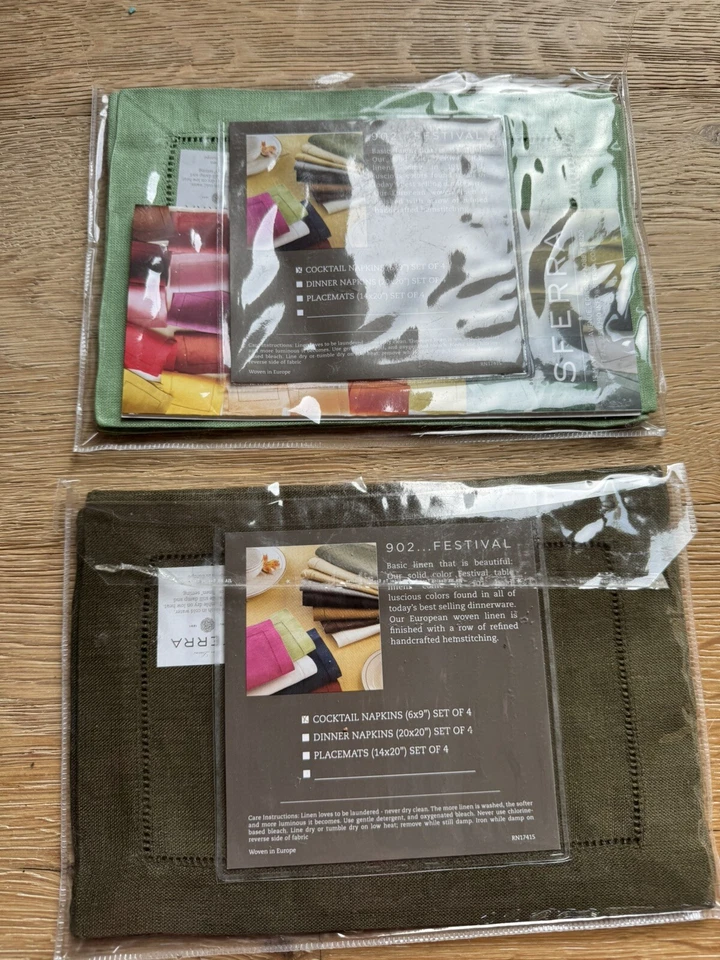 Servilletas de cóctel de lino puro de lujo SFERRA nuevas con etiquetas precio firme Foto 3 de 4