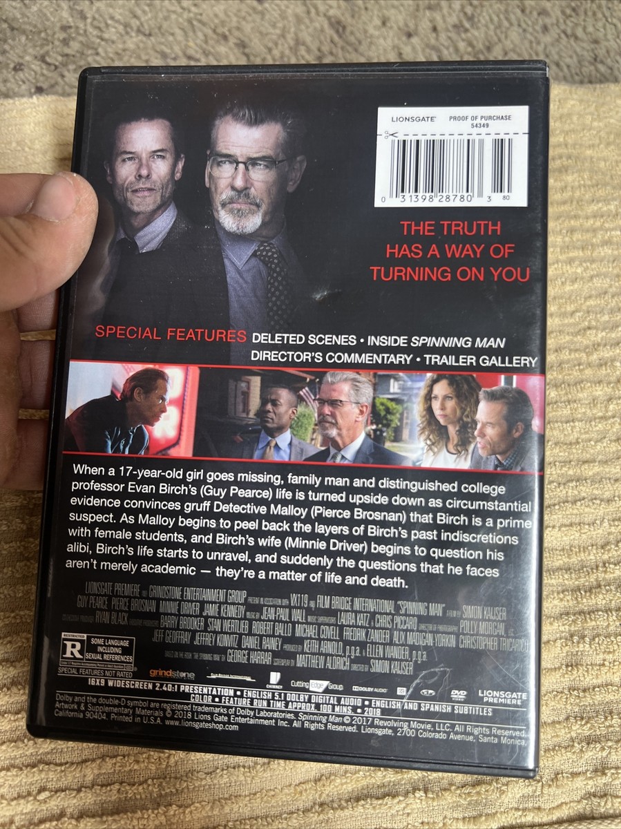 Spinning Man (DVD, 2018) Ft Guy Pearce Pierce Brosnan Minnie Driver MOVIE Spinning Man (DVD, 2018) Ft Guy Pearce Pierce Brosnan Minnie Driver MOVIE