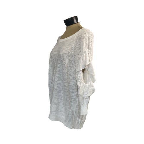 Express Womens Ruffle Sleeve White Sweater #400326 Size M Open 3/4 Sleeve NWT - Picture 3 of 12