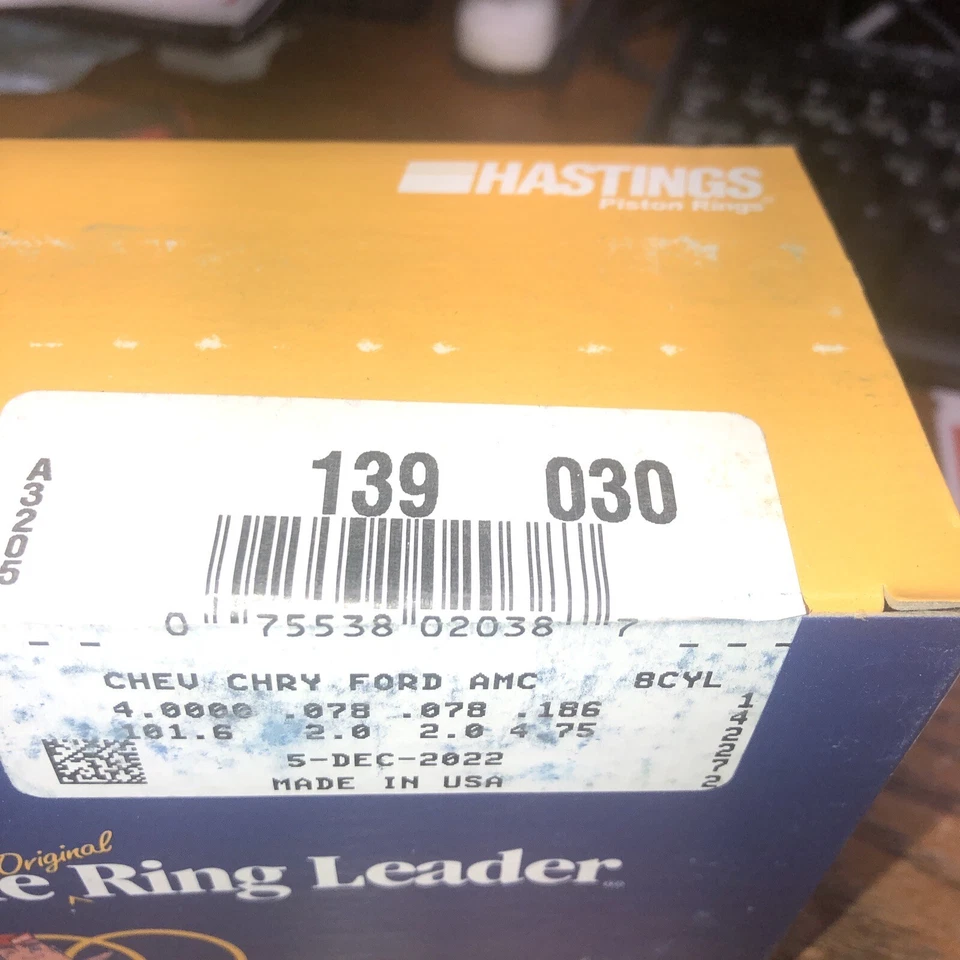 Hastings 139030 Juego de 8 anillos de pistón del motor Foto 2 de 2