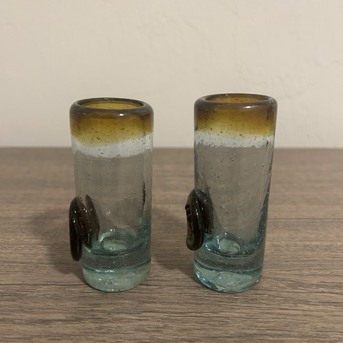 Vintage Handcrafted Artisanal Shot Glass Set W/ Color Gradient & Seals ...