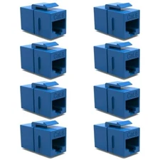 8x CAT6 Keystone Ethernet RJ45 Network Coupler Cable Wall Plate Extender Blue