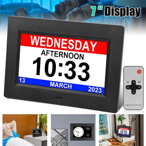 Digital Alarm Clock LCD Calendar Day Date Memory Loss Dementia Elderly reminder - Picture 3 of 16