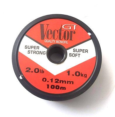 GT Vector Monofil 2.0lb 1kg 0.12mm 100m Spool of Super Strong Soft Line