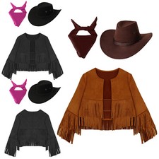 Kids Dress Up Children Outfit Soft Cowboy Costume Tassels Bandanna Carnival Hat