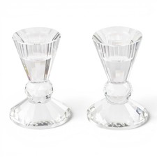 DONOUCLS Crystal Candle Holders Set 2 Clear Glass Taper Candlesticks Modern