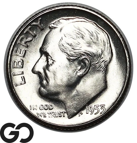 1953-S Roosevelt Dime, Solid Gem BU++