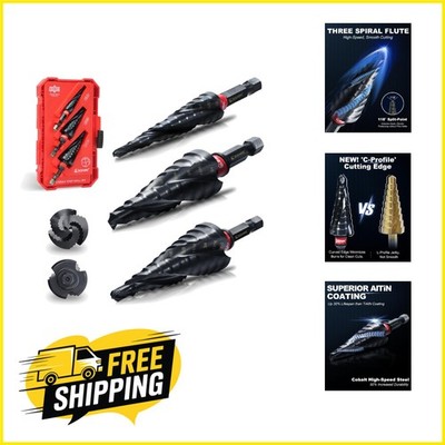 Compact 3-Pc Cobalt Step Drill Bit Set for Efficient Metal & Plastic Drilling