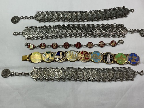 Schmuck tolles Restposten Münze & Souvenir Verschluss Armbänder x5