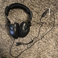Black Wired Over-Ear Headphones 3.5mm Jack On-Cable Mic Adjustable Headband