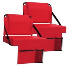 2pcs Stadium Seat for Bleachers with Back Support Portable Bleacher Red,2 Pack