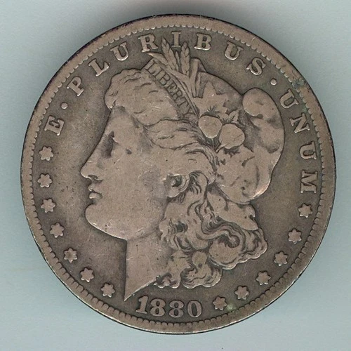 1880-CC U.S. MORGAN SILVER DOLLAR - KM#110 - SCARCE - FINE