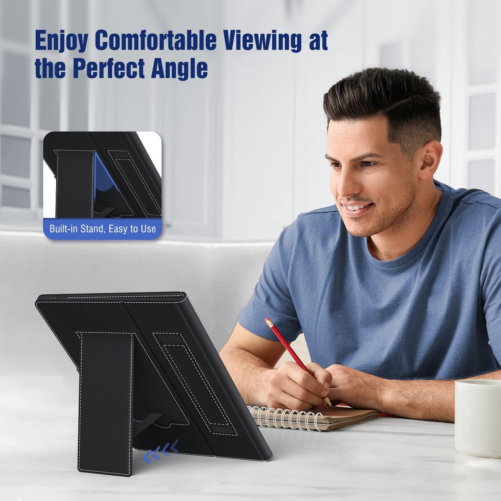 TiMOVO Custodia Universale per Tablet Android 10,1 con Anello per Penna Nero foto 5
