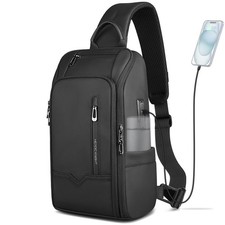 Crossbody Sling Bag for Men, Waterproof Sling Crossbody Backpack with USB Cha...