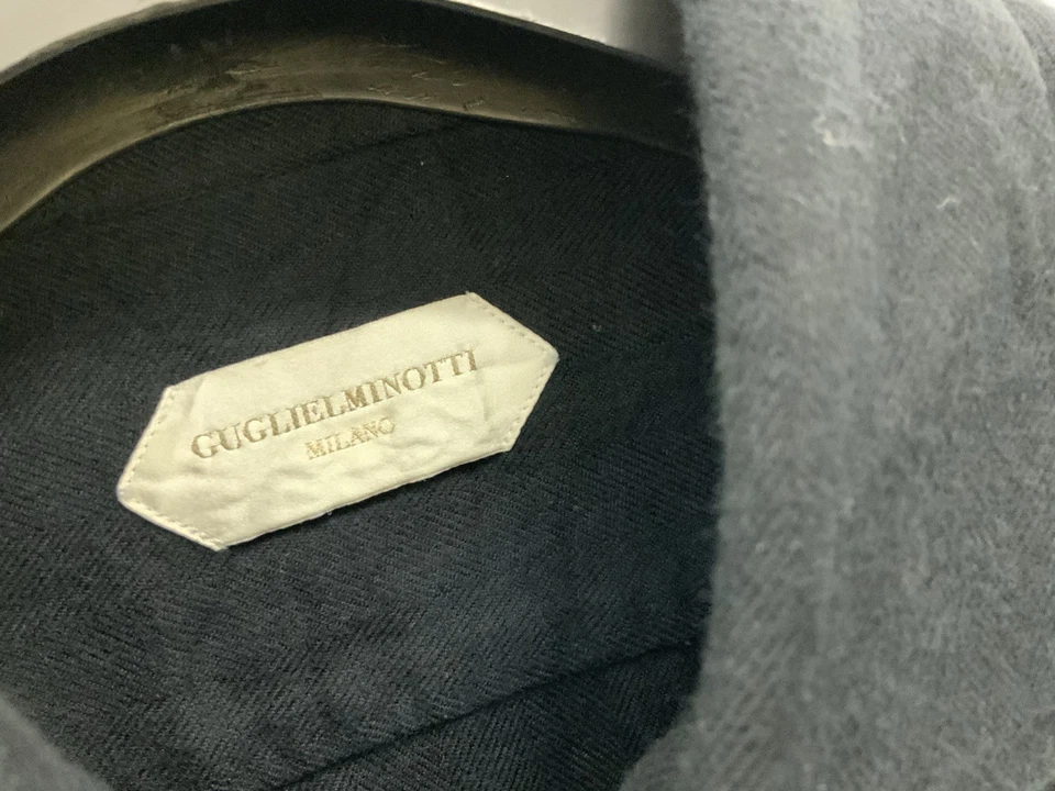 GUGLIELMINOTTI MILANO Black SZ 42 All Cotton Men’s Flannel Shirt PVGC - Image 2 of 4