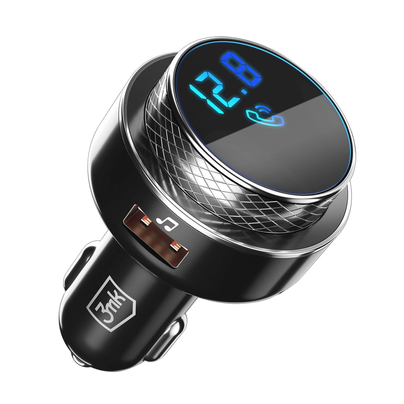 Transmetteur FM autoradio Bluetooth 3mk et chargeur allume-cigare rapide USB 30W noir