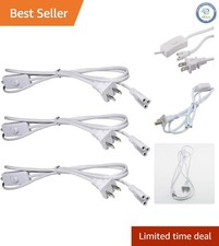 Flexible 3-Pack 6FT T5/T8 LED Power Extension Cables - Built-in ON/OFF Switch