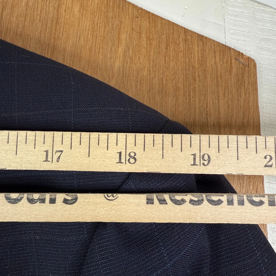 Hart Schaffner Marx Suit Mens 44L Navy Blue 3 Button 100% Wool Windowpane 38x28 - Image 4 of 4