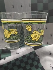 Vtg 1986 Whataburger Texas Yellow Rose set Drinking Glass Tumbler 150th Birthday