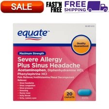 Equate Maximum Strength Severe Allergy Plus Sinus Headache Caplets, 20 Count