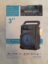 GTS-1360 Wireless Portable Speaker Black 3" Clean & Big Sound Audio