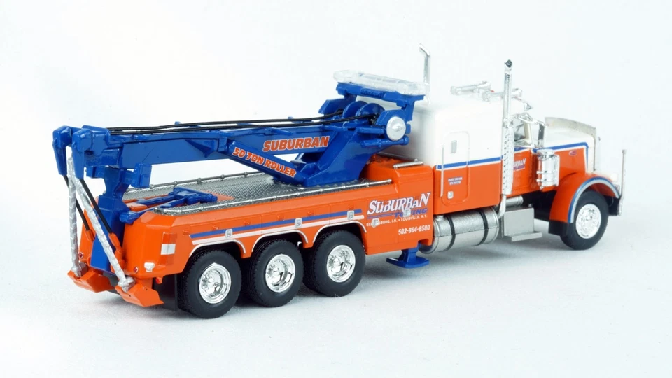 Brekina 1973 Peterbilt 359 Tow Truck Orange/White Suburban #86277 HO 1/87 Scale - Image 2 of 4