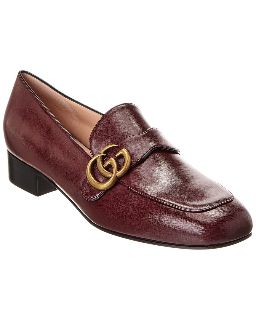 Женские мокасины из натуральной кожи Gucci Interlocking G Красный 37 75890₽