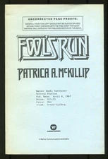 Patricia A MCKILLIP / Fool's Run Uncorrected Proof 1st 1987