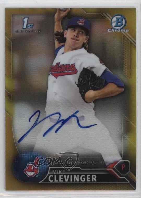 2016 Bowman Chrome Gold Refractor 47/50 Mike Clevinger Rookie Auto RC 8at