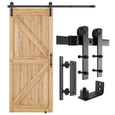 6 FT Heavy Duty Sturdy Sliding Barn Door Hardware Kit, Black, (Whole Set incl