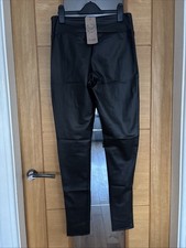 River Island Women’s Faux Leather Leggings, Black, Size 12L