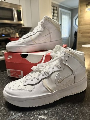 Nike Dunk High Up White High Top Leather Athletic Sneakers DH3718-100