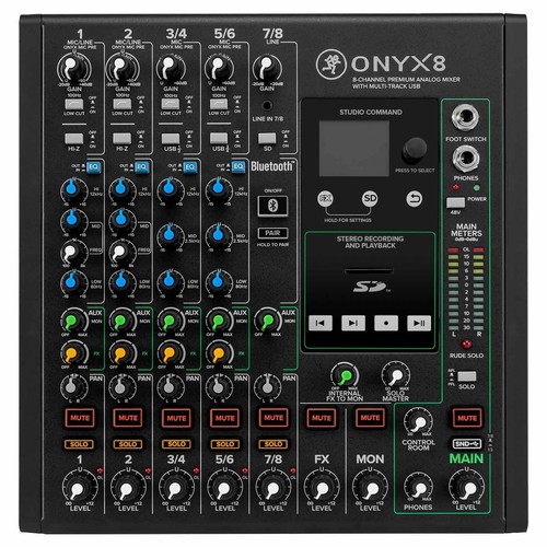 Mackie Onyx8 8-Channel Premium Analog Live Sound Effects FX USB Mixer