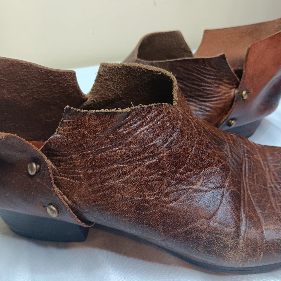 BOTAS TOBILLERAS Seville Smith HECHAS A MANO de cuero envejecido suave con mantequilla 9 EE. UU. Foto 4 de 4