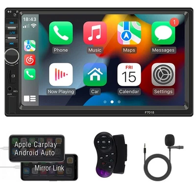 RACRDO Double 2 DIN 7" Car Stereo Carplay/Android Auto Touch Screen Bluetooth USB FM/TF
