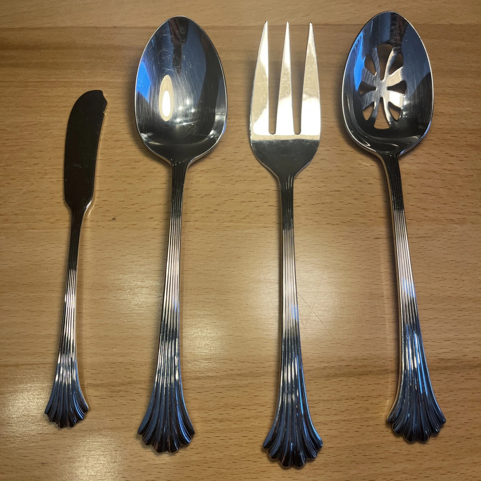 4 Pc WALLACE TIARA 18/8 STAINLESS STEEL DINNER Serving Set Flatware Korea