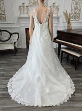 Organza V Neck A-Line Sleeve Wedding Dresses for sale