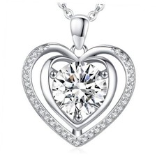 Heart Pendant Gold Necklace for Women Moissanite Lab-Created Silver Heart-1CT