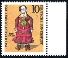 571DDD Welfare Dolls 10 Pf - Triple Print of the Color Black, **