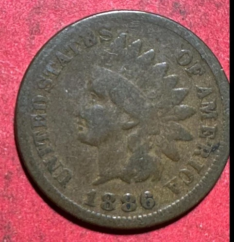 1886 US Indian Head Cent! Type I! VG! Lower Mintage! Old US Coin!