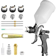 Hvlp Air Spray Gun Kit W/1.4/1.7/2mm Nozzles Cars Wall House Painting Furniture