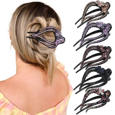 French Concord Flat Hair Clips - 6 Pcs Curved Hair Claw - Strong Hold for Women 