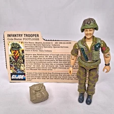 G.I. Joe Footloose w/File Card 1985 Hasbro Backpack Infantry Figure Vintage
