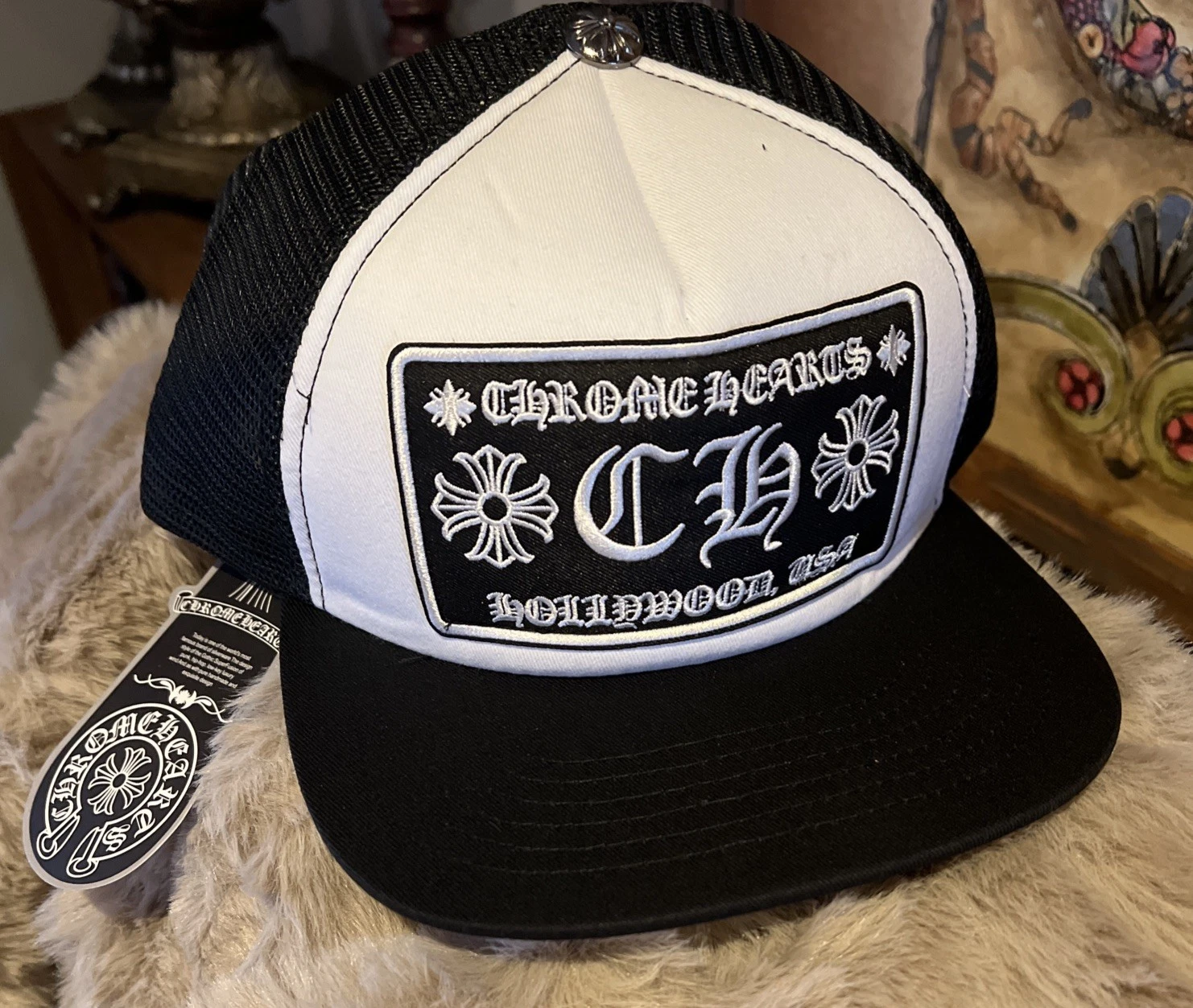 Ch Hollywood Trucker Hat Black/White Chrome Hearts