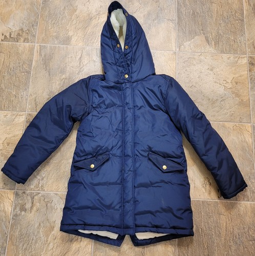 J. Crew Boys' Fishtail Winter Parka with PrimaLoft Size 12 Navy Blue Puffer Hood - Picture 2 of 10