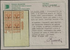 KINGDOM OF ITALY 1901 CHANIA QUARTINA N TABLE CORNER OF SHEET REF 378