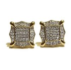 New 925 gold plated  .33ct diamond flat screen stud earrings unique — photo 1